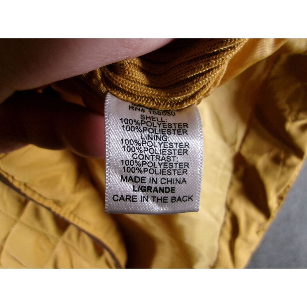 Love Tree Jacket Womens L Quilted Zip Front Stand Collar Mustard Padded Casual - Picture 7 of 9